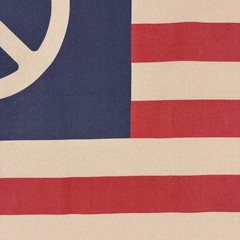 100% Cotton Printed Flag, Made in USA, Vintage Style Faded American Peace Sign