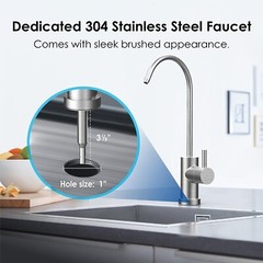 Waterdrop BS08 Under Sink Water Filter, Stainless Steel, 1 Year Lifetime