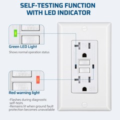 DEWENWILS 5-Pack GFCI Outlet 20Amp, Outdoor Weather-Resistant(WR), White