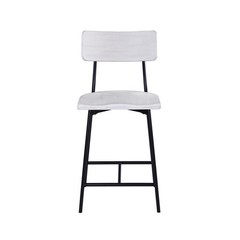 Comfort Pointe Bari 24.25″ Metal/Wood Counter Stool in Whitewash/Black