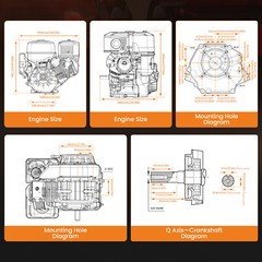 212/420cc 7/15HP Gasoline Engine Motor Horizontal Recoil Electric Start
