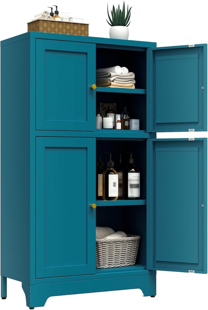 Elegro Metal Pantry Cabinet, Tall Kitchen Pantry Storage Cabinet with 4 Doors
