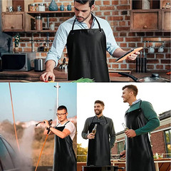 Waterproof Rubber Vinyl Apron Black – 43Hx29W Inch Adjustable Long Black Lightwe