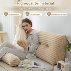 Wedge Headboard Pillow Triangle Cushion Sofa Waist Support with Neck Roll Pillow