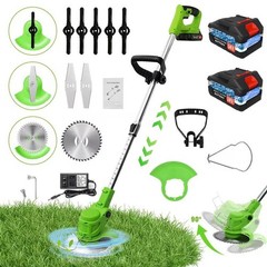 24V Electric Weed Wacker with Wheel | Cordless, 3 in 1 Grass String Trimmer