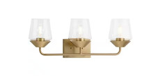 Progress Lighting Avec 24.25 in. 3-Light Brushed Gold Contemporary Bath Vanity