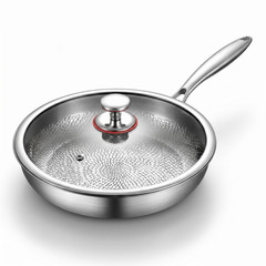 11.02in Titanium Stainless Steel Frying Pan Non stick Wok Home Egg
