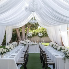 50Ft White Ceiling Drapes – 10 Panels for Weddings, Parties & Events