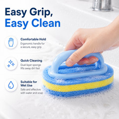 Handled Sponge Scrubber Cleaning Brush Kitchen Dish Pot Pan Bathroom Tub Multi-P