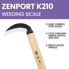 Zenport K210 Japanese-style Weeding Sickle, 3 Inch Carbon Steel Blade