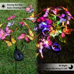 Butterfly Solar Stake Lights Outdoor Garden landscape Lamp Decor Waterproof