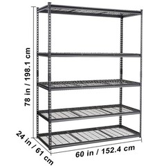 Uimoso Storage Shelving Unit 24*60*78″ Garage Rack 5-Tier Load 2000 lbs