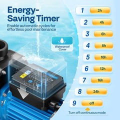 Swimming Pool Pump 1.5/2.0/2.5HP Self Primming w/ Timer for in/Above Ground Pool