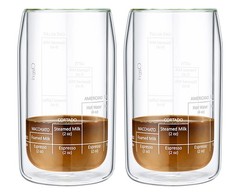 Moderna Artisan Series 15oz Double Wall Barista Coffee Glass [Set of 2 or 1]