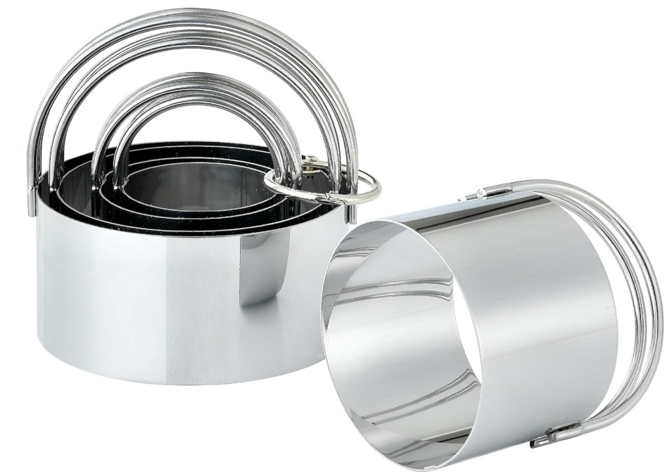 Biscuit Cutter Set Round Cookie Cutters with Handle 5 Pieces Stainless Steel New