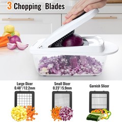 8 Blade All-in-1 Vegetable Chopper Mandoline Slicer with Container, Food Chop…
