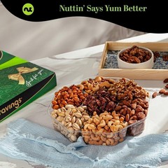 Nuts Gift Basket in Green Box Packaging (7 Piece Assortment, 1 LB)