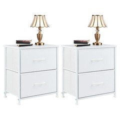 2Pcs Nightstand End Table Side Table with 2 Fabric Drawers Bedside Table Bedroom