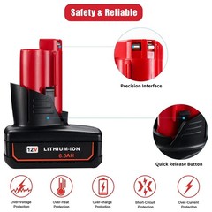 2 Pack 6.5Ah for Milwaukee 12V M-12 Lithium-ion Battery 48-11-2430 48-11-2440