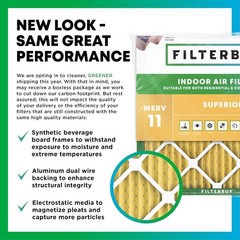 Filterbuy 20x20x5 Air Filters MERV 11, AC Furnace Replacement for Trion Air Bear