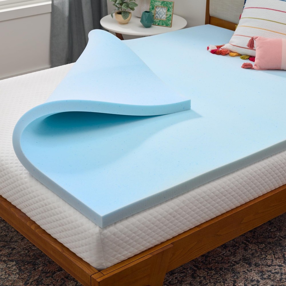 LINENSPA Memory Foam Mattress Topper – 2 Inch Gel Infused Memory Foam – Plush