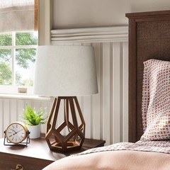 Large Wood Geo Assembled Table Lamp Brown – Threshold