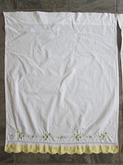 Pair Window Curtain Panel White Yellow Gingham Daisy Floral Farm Country 28×36
