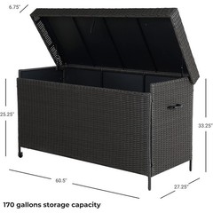 170 Gallon Outdoor Storage Box W/ Wheels Pneumatic Pistons Easy Access Design US