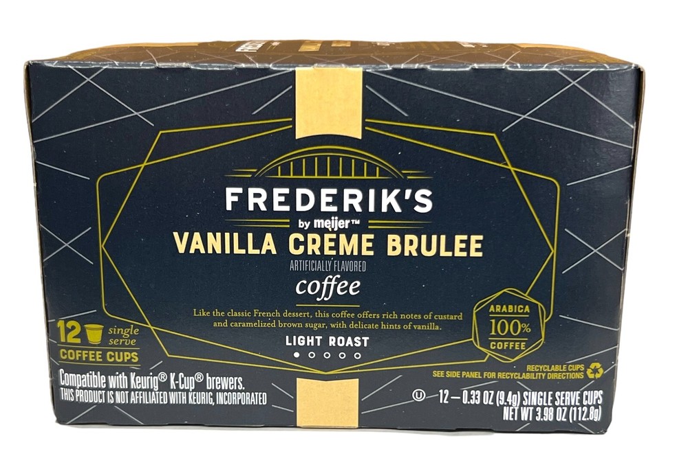 Frederik’s By Meijer Vanilla Creme Brulee Light Roast Coffee Keurig K Cups 12 ct