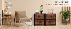 2 Drawer Dresser Nightstand Pack Of 2 Bedroom Storage Organizer Cabinet Fabric