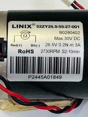 TESTED Linix Pump Motor B0280402, 52ZY26.5-55-27-001, 26.5V 2730 RPM Pool Robot