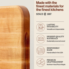 John Boos Chop-N-Slice Wood Cutting Board with Finger Grips, Maple 18″x12″