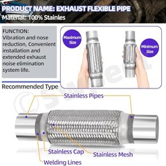 Swpeet 3Pcs 2.5 x 7.9 Inches Exhaust Flex Pipe with 2.5 Inches 2.5″X8″/12″