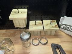 Handmade Set Of 2 Pine Carpenter Bee Traps w/ Jars and DClip Hook Free Shipping!