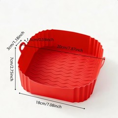 3x Air Fryer Silicone Pot Rectangle Baking Tray Basket Liners Insert Dish New