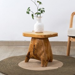 GREENAGE Natural Cedar Mushroom Stool Plant Stand Nightsstand Side Table 13.5″ H