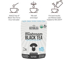 La Republica USDA Organic Mushroom BLACK TEA (Full-Fruiting Bodies) 70 Servings