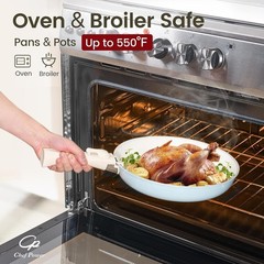 Light Blue Ceramic Nonstick Cookware Set 19pcs – Oven Safe