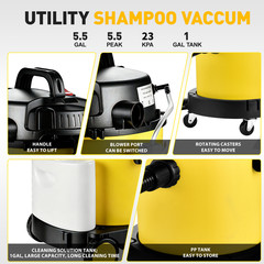 Vacmaster 6 Gallon 5.5HP Wet Dry Car Vacuum Cleaner Upholstery Shampoo 4-IN-1