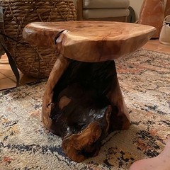 GREENAGE Natural Cedar Mushroom Stool Plant Stand Nightsstand Side Table 13.5″ H