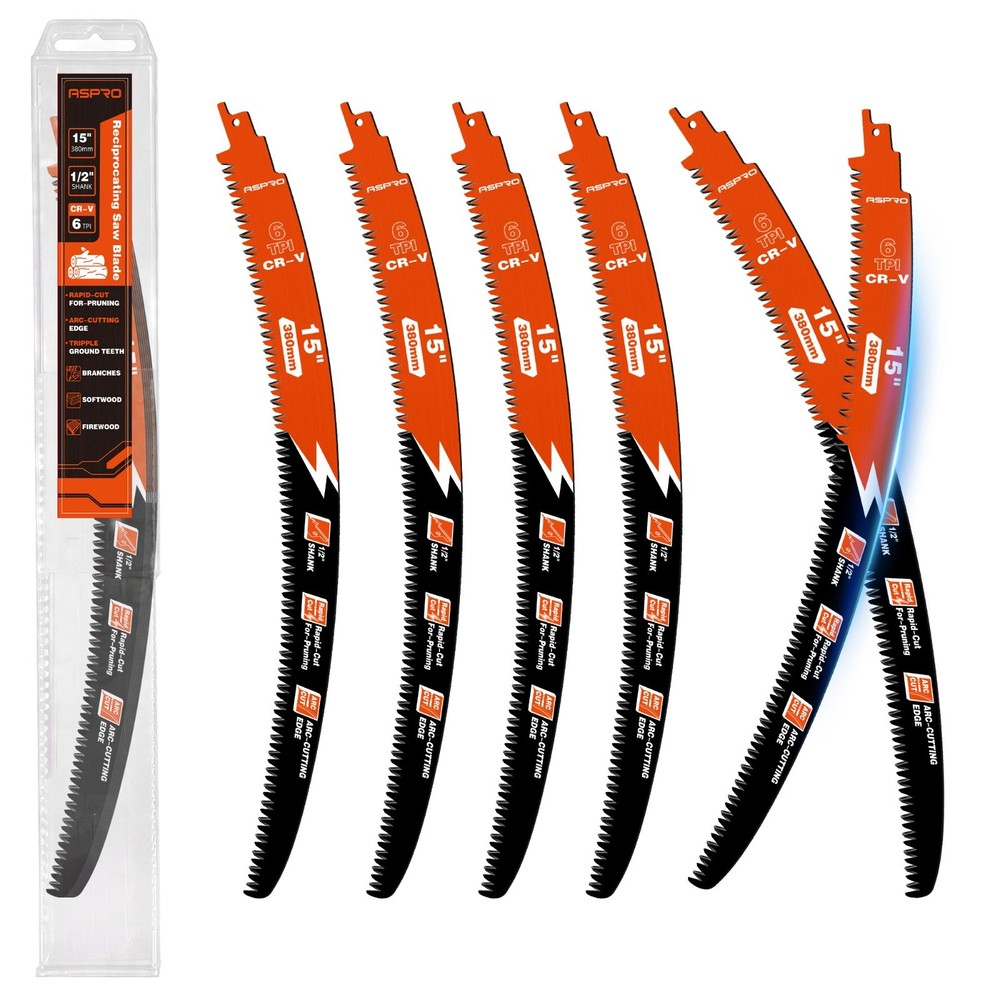 15 in Reciprocating Saw Blades 6TPI Arc Edge Wood Pruning Japanese Teeth 6Pack