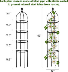 Garden Obelisk Trellis for Climbing Plants Outdoor 6 Ft Rose Bush Round Trellis