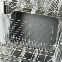 Farberware Bakeware Roasting Pan 10.5×15 Gray Non-Stick with Flat Removable Rack