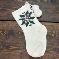 Snowflake Jacquard Knit Christmas Stocking Cream/Green/Red – Hearth & Hand NWT