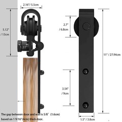 6.6FT Sliding Barn Door Hardware Kit Modern Closet Hang Style Track Rail Black