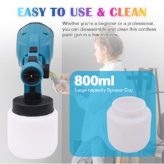 With 2 Batteries High Pressure Cordless Paint Sprayer Electric HVLP Spray Gun US