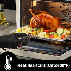 500°F Heat Resistant Silicone Oven Mitts Cotton Lining Non-Slip Kitchen Gloves