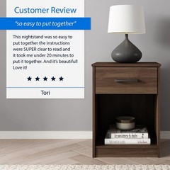 Mainstays Ardent Nightstand with 1 Drawer, Black
