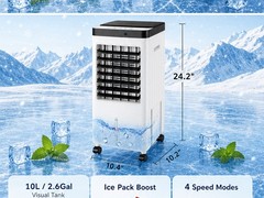 3-in-1 Evaporative Air Cooler 10L Water Tank 3-Speed Swamp Cooler w/Remote Fan