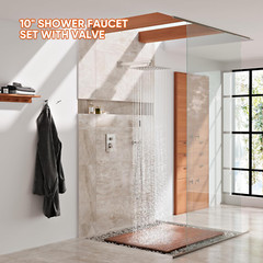 Shower System, 10” High Pressure Brushed Nickel Shower Head with Handheld Spray